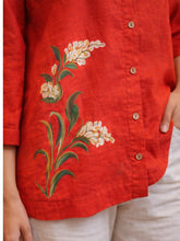 Handpainted Ruby Bloom Shirt Top