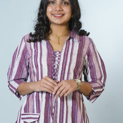 Hand Block Printed Stylish Neck Cotton Kurta
