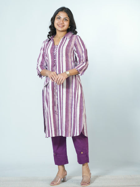 Hand Block Printed Stylish Neck Cotton Kurta