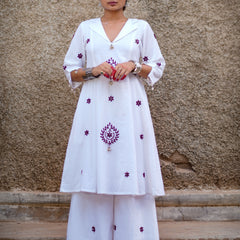 Nayika — Handcrafted Chikankari Flared Dress & Palazzo