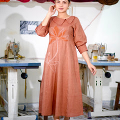 Cotton Gingham Gulnaar Dress With Appliqué Details
