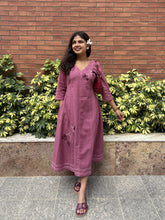 Chikankari Hand Embroidery Blush Berry Dress