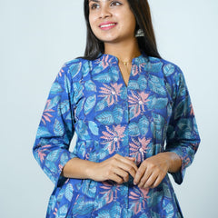 Bhavya Hand Block Printed Kurta Embellished with hand embroidery