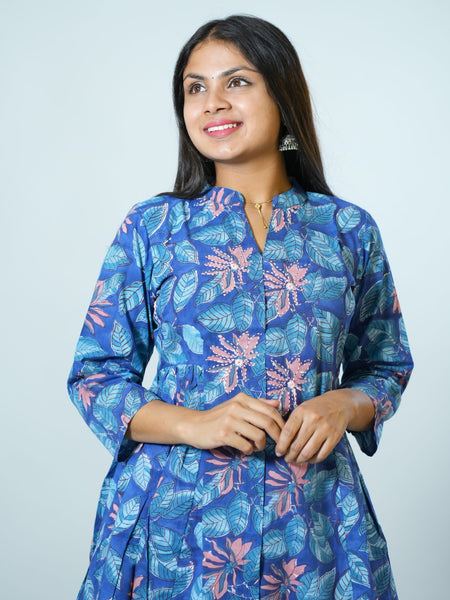 Bhavya Hand Block Printed Kurta Embellished with hand embroidery