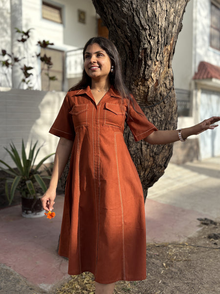 Rust Fusion Flair Dress