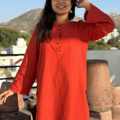Pakistani Orange Red South Cotton Kurta