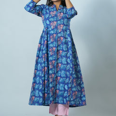 Bhavya Hand Block Printed Kurta Embellished with hand embroidery