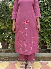 Pink Floral Embroidered Kurti With Pants