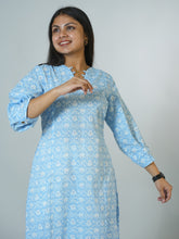 Summery Sky Blue Straight Fit Kurta With Stylish Neck and Sleeves