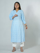 Summery Sky Blue Straight Fit Kurta With Stylish Neck and Sleeves