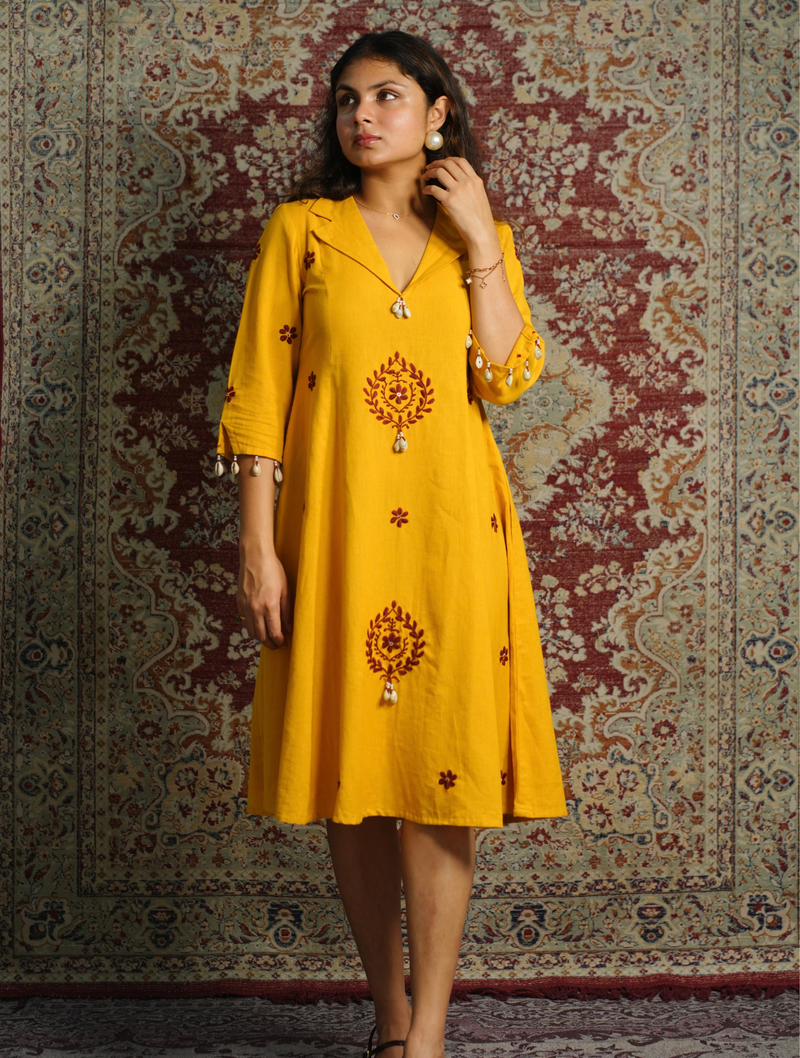 ROOP-Handcrafted Chikankari Flared Dress &Palazzo (Pre Launch)