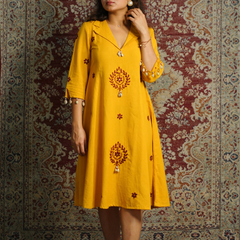 ROOP-Handcrafted Chikankari Flared Dress &Palazzo (Pre Launch)