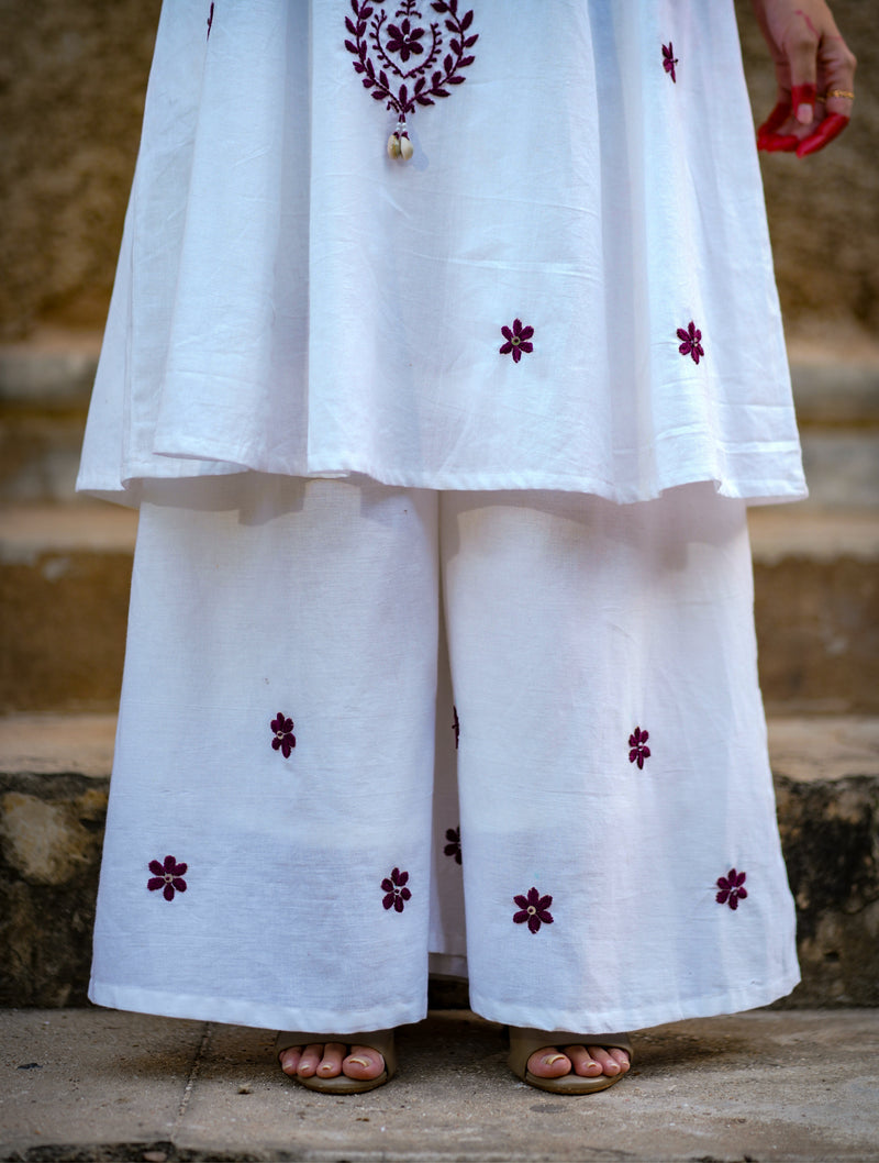 Nayika — Handcrafted Chikankari Flared Dress & Palazzo
