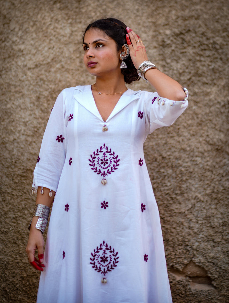 Nayika — Handcrafted Chikankari Flared Dress & Palazzo