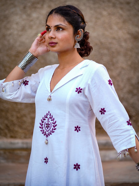 Nayika — Handcrafted Chikankari Flared Dress & Palazzo
