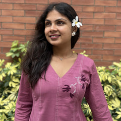 Chikankari Hand Embroidery Blush Berry Dress
