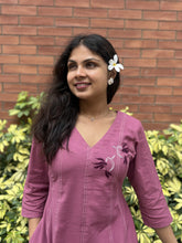 Chikankari Hand Embroidery Blush Berry Dress
