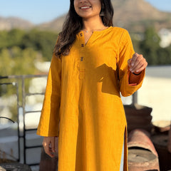 Mustard Pakistani Fit Workwear South Cotton Kurta