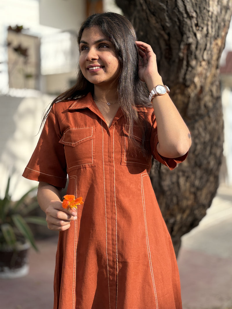 Rust Fusion Flair Dress