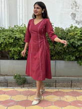 Maroon Elegance Panel Dress