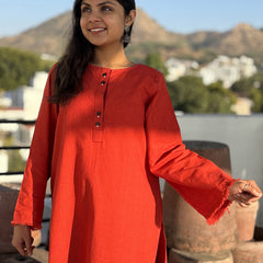 Pakistani Orange Red South Cotton Kurta