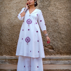 Nayika — Handcrafted Chikankari Flared Dress & Palazzo