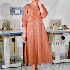 Cotton Gingham Gulnaar Dress With Appliqué Details