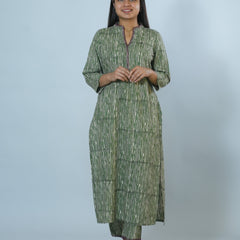 Idika Hand Block Printed Styled With Embroidery Co-ord Set