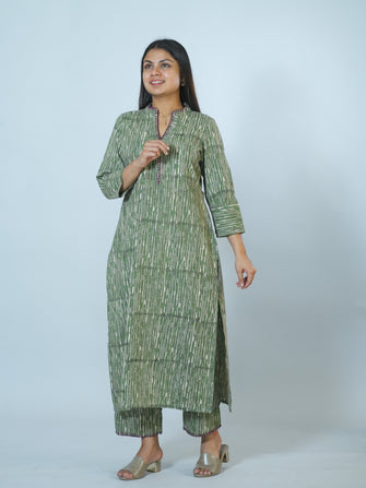 Hand Block Printed Styled With Embroidery Co-ord Set