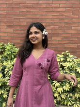 Chikankari Hand Embroidery Blush Berry Dress