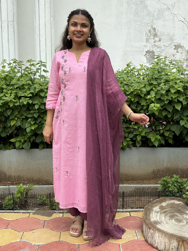 Pink Kota Doriya  Kurta Suit Set