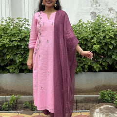 Pink Kota Doriya  Kurta Suit Set