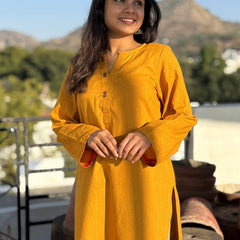 Mustard Pakistani Fit Workwear South Cotton Kurta