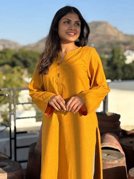 Mustard Pakistani Fit Workwear South Cotton Kurta