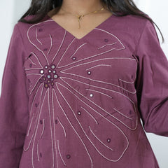 Prapti Hand Embroidered Flex Cotton Kurta Pant Set