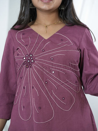 Prapti Hand Embroidered Flex Cotton Kurta Pant Set