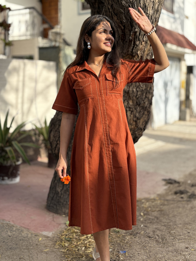 Rust Fusion Flair Dress