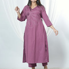Prapti Hand Embroidered Flex Cotton Kurta Pant Set
