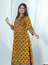 Manah Hand Block Printed Mul Kurta With Hand Embroidery Details