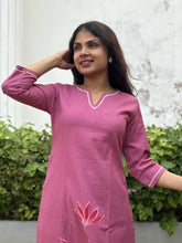 Pink Floral Embroidered Kurti With Pants