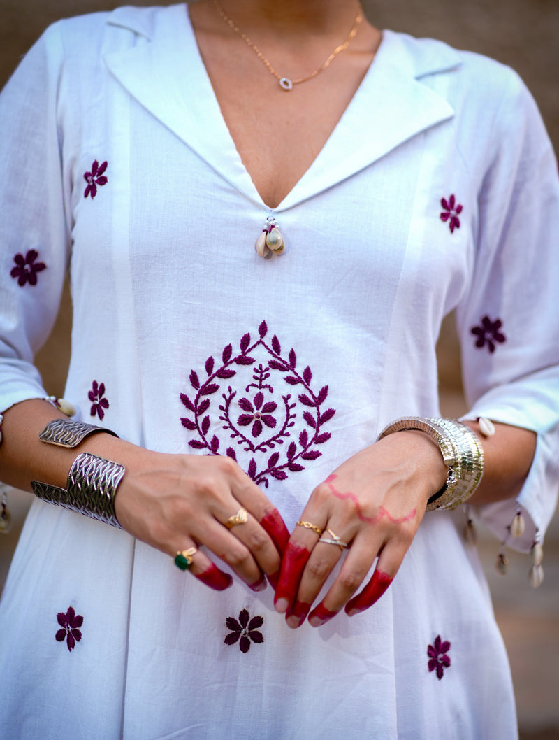 Nayika — Handcrafted Chikankari Flared Dress & Palazzo