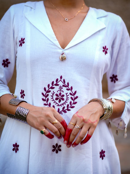 Nayika — Handcrafted Chikankari Flared Dress & Palazzo