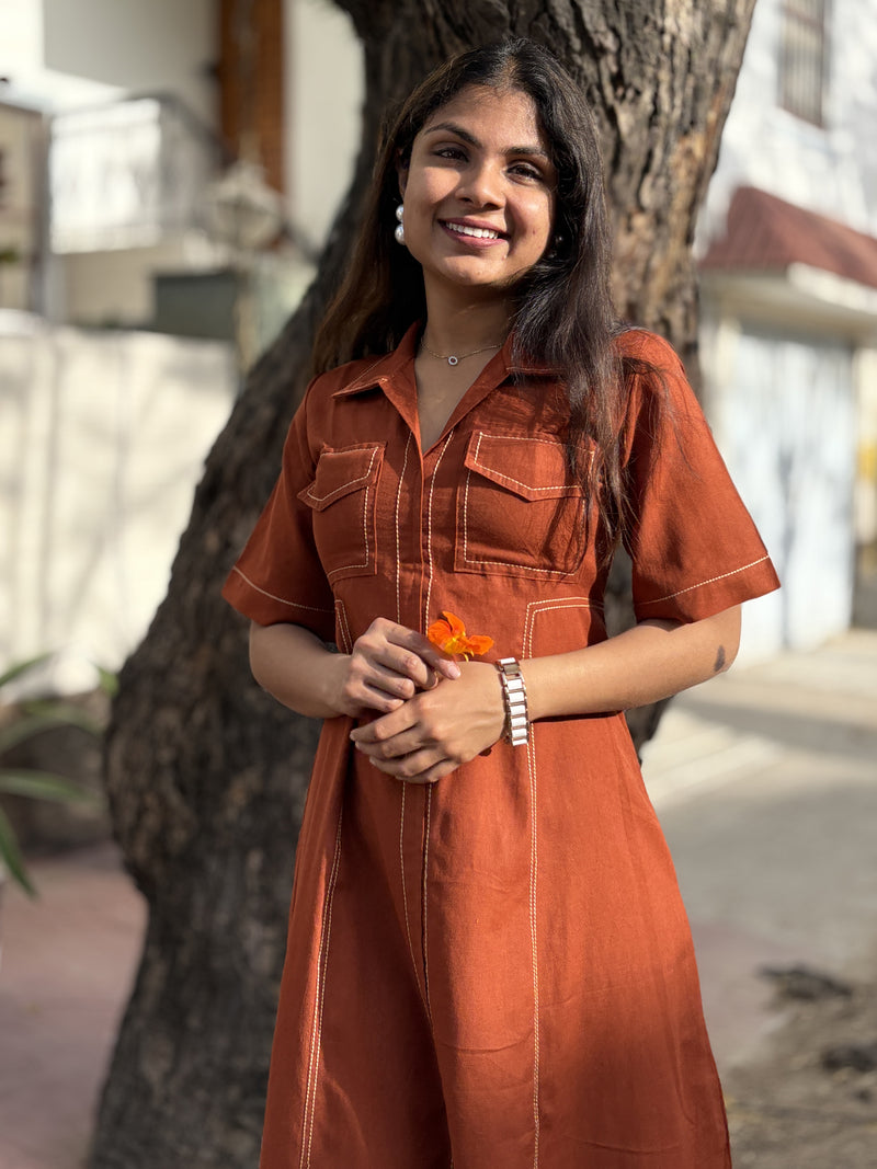 Rust Fusion Flair Dress