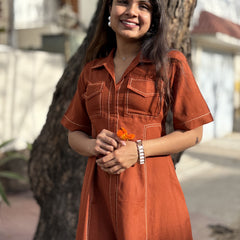 Rust Fusion Flair Dress