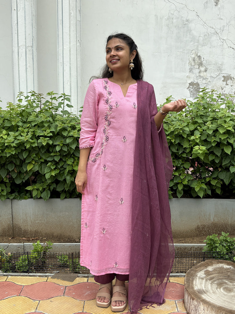 Pink Kota Doriya  Kurta Suit Set