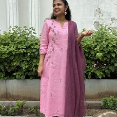 Pink Kota Doriya  Kurta Suit Set