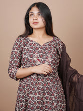 Brown Ajrakh Kurta Duppatta Set