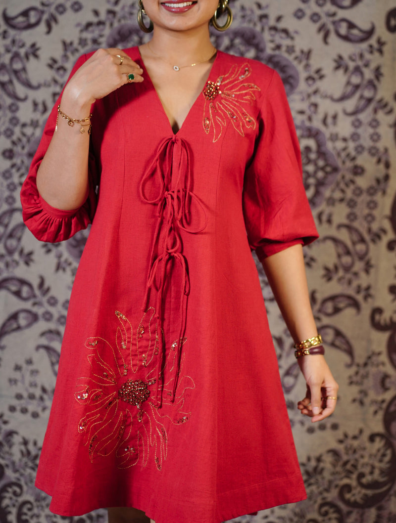 Surajmukhi Red Hand Embroidered Co-ord Set with Palazzo