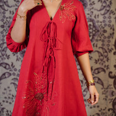 Surajmukhi Red Hand Embroidered Co-ord Set with Palazzo