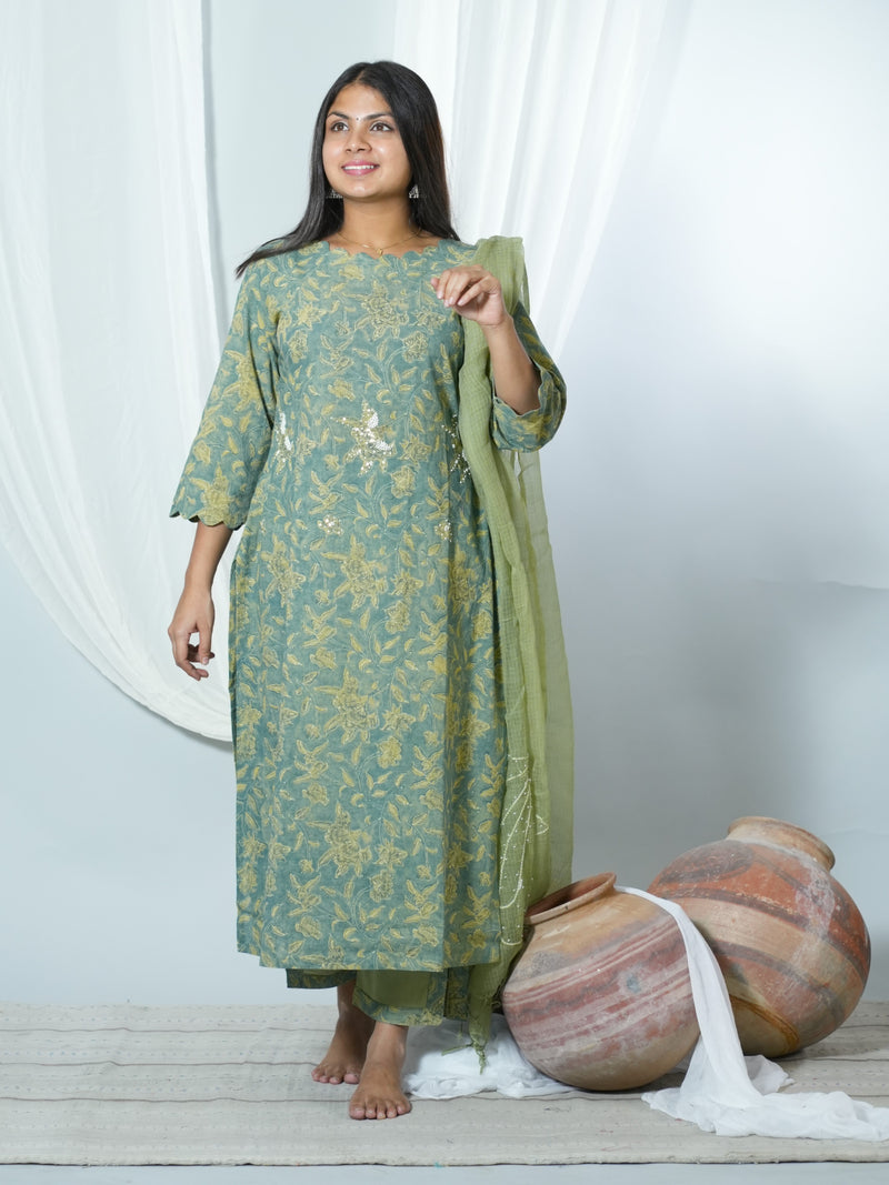 Tapsi Kala Cotton Organic Hand Block Printed Suit Set